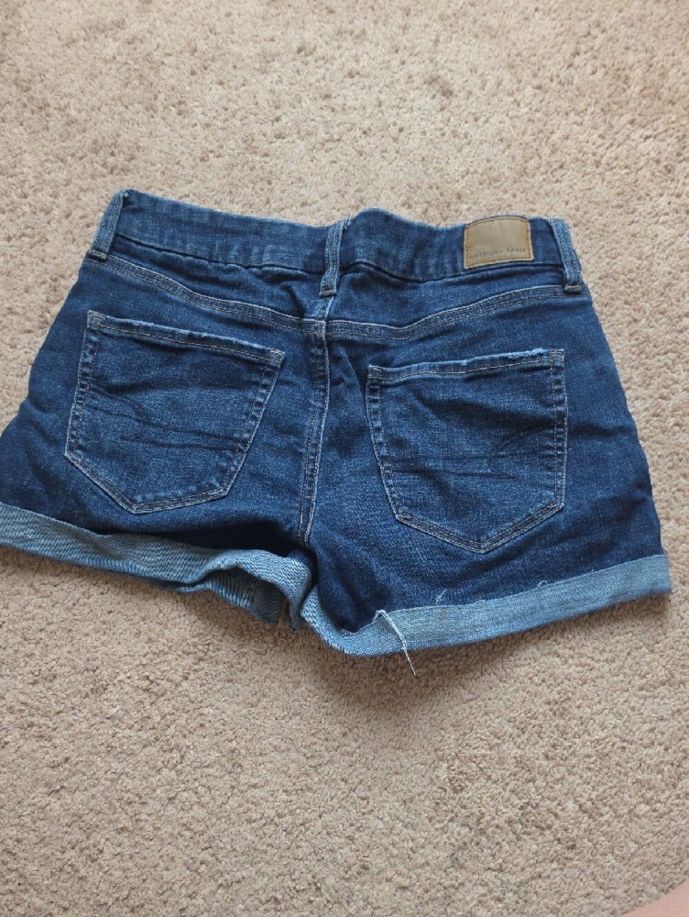 American Eagle Outfitters Dark Blue Denim Cuffed Shorts - Picture 2 of 5